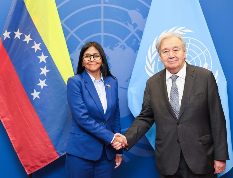 Delcy Rodríguez se reúne con António Guterres en la ONU antes de su encuentro con Donald Trump